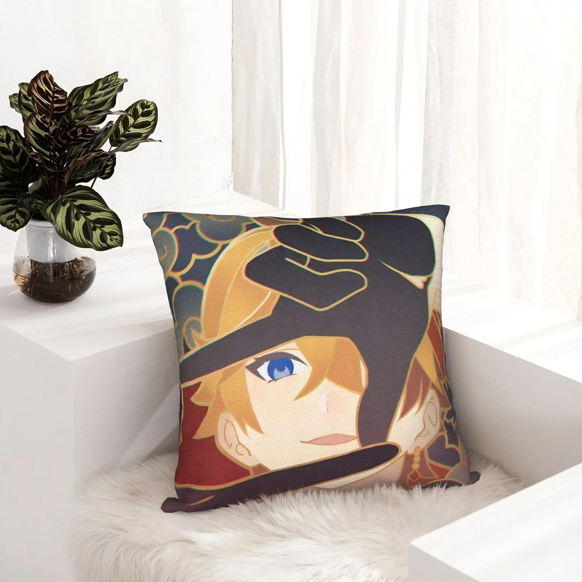 Childe Tartaglia Genshin Impact Pillowcase Printing Cushion Cover Decorations  Throw Pillow Case Cover Home Zipper