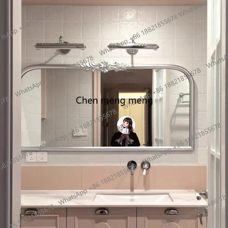 

Зеркало для ванной комнаты F181 в стиле французского ретро, серебряное, настенное, для умывальника, высококачественное, большое.