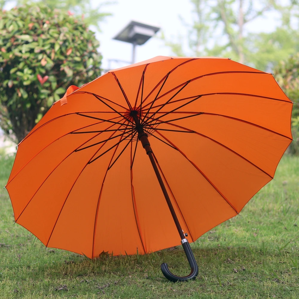 

Qiutong Ретро оранжевый ex 6-конечный ветрозащитный зонт с длинной ручкой для дома и бизнеса Высококачественный дождевой зонт