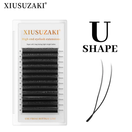 Extensiones de pestañas XIUSUZAKI con forma de U, flor paralela, negro mate, doble punta, pestañas 2D YY, pestañas prefabricadas, volumen de pestañas postizas