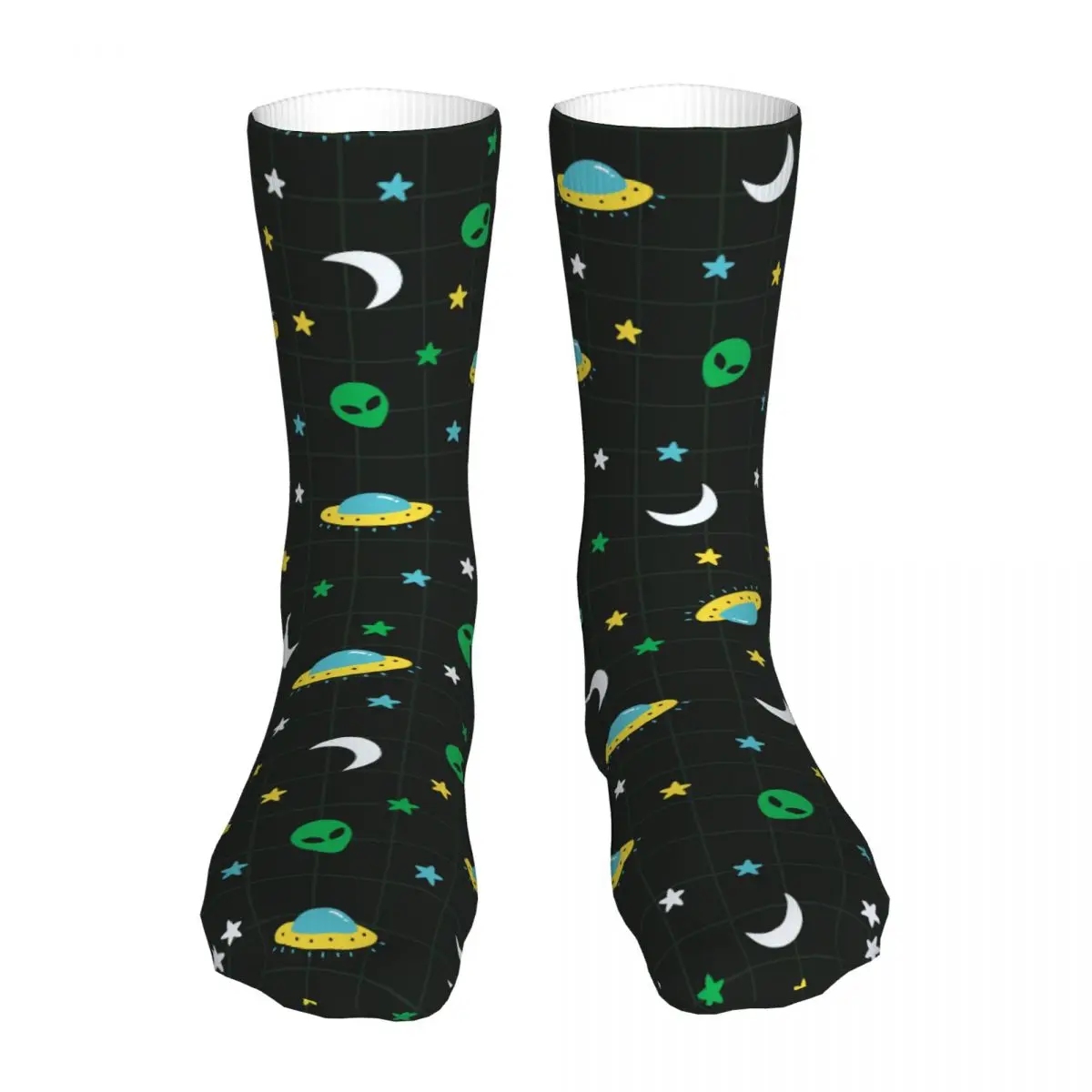 Compression Alien Ufo Moon Star Outer Space Pattern Woman Socks 2022 Men Sport Socks