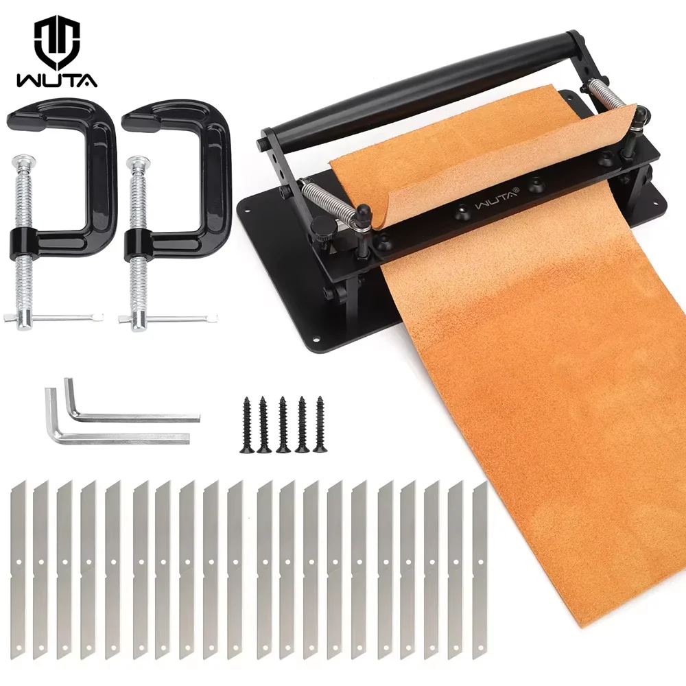 

WUTA Manual Leather Skiving Machine Large Skin Thinning Belt Skiver Strap Splitter Peeling Machine DIY Craft Leather Tools (L)
