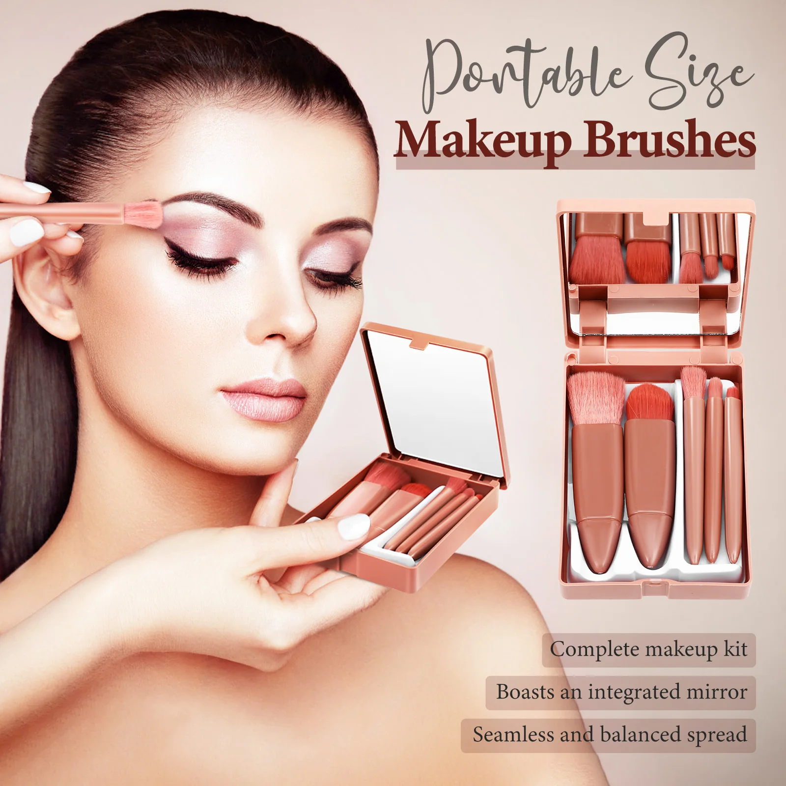 Juego de brochas de maquillaje de tamaño de viaje, Kit de brochas portátiles, base, sombra de ojos, polvo suelto, corrector, colorete, 1 Juego