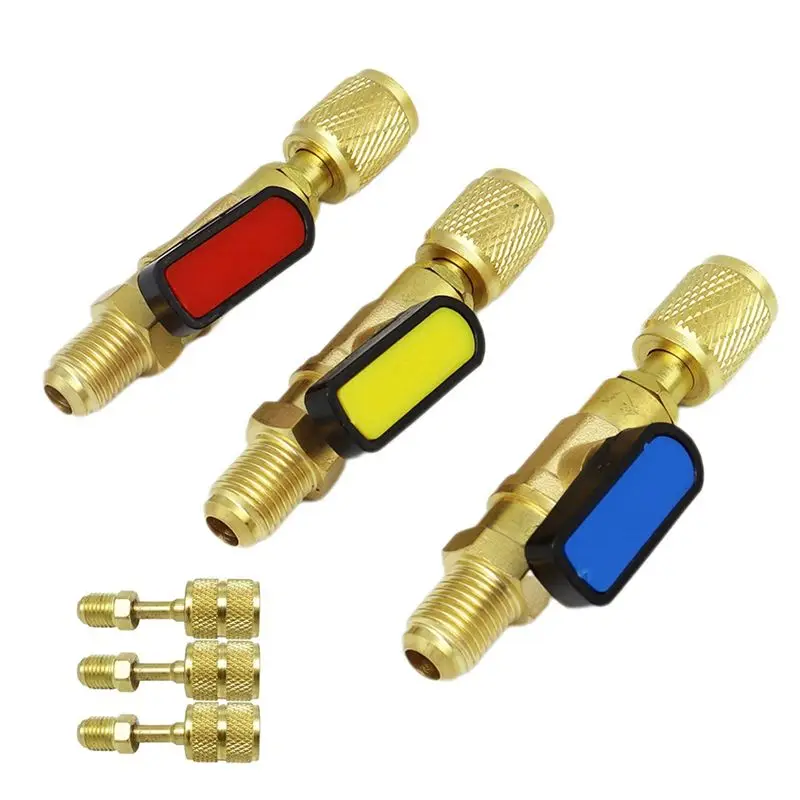ABUL-R22 Refrigerant Ball Valve Brass Air Conditioning Refrigerant Shut-Off Valve Connecting To Hose Refrigeration Tool