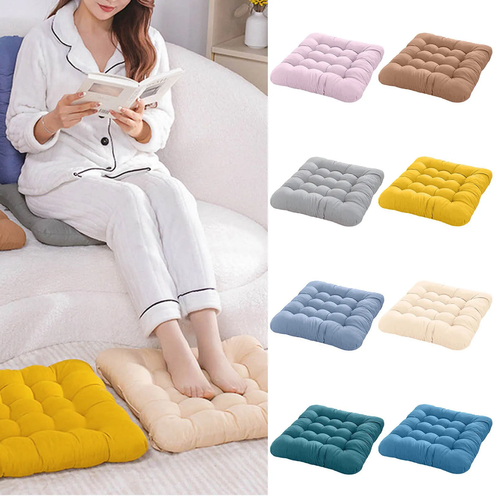 Large Square Floor Cushion Thickened Floor Seat Pillow Meditation Tatami Mat Pad Ottoman Poufs for Yoga Office Home Cafe 방석