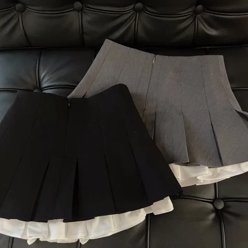 Japanese College Style Pleated Skirts Women New Autumn 2025 Winter All-Matching Mini Female High Waist A- Line Black Skirt 2024