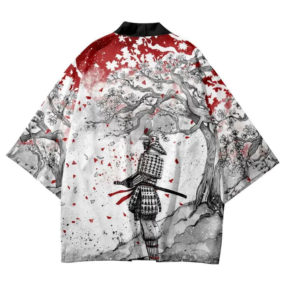 

Japanese Samurai Fashion Sakura Print Kimono Traditional Casual Beach Cardigan Yukata Women Men Cosplay Haori Asian Clothing