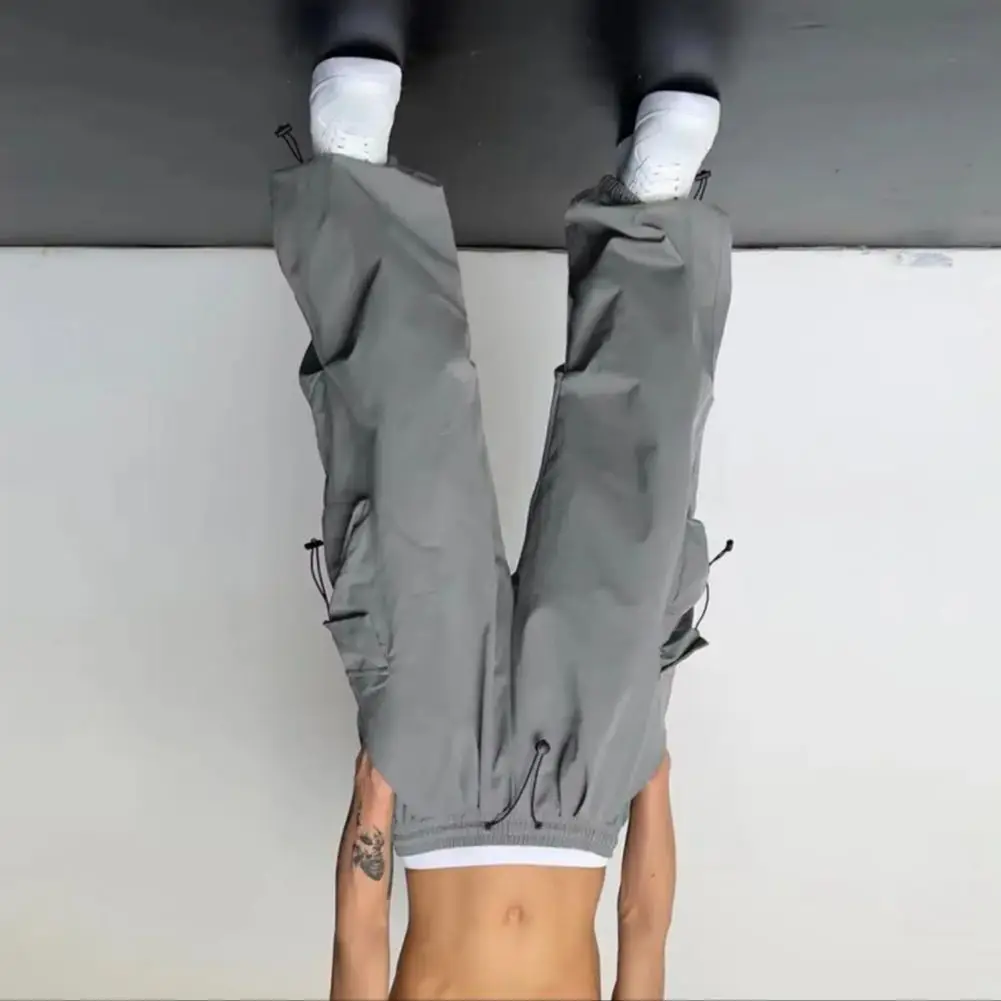 

Мужские брюки карго из полиэстера, свободные однотонные джоггеры с боковыми карманами для активного отдыха