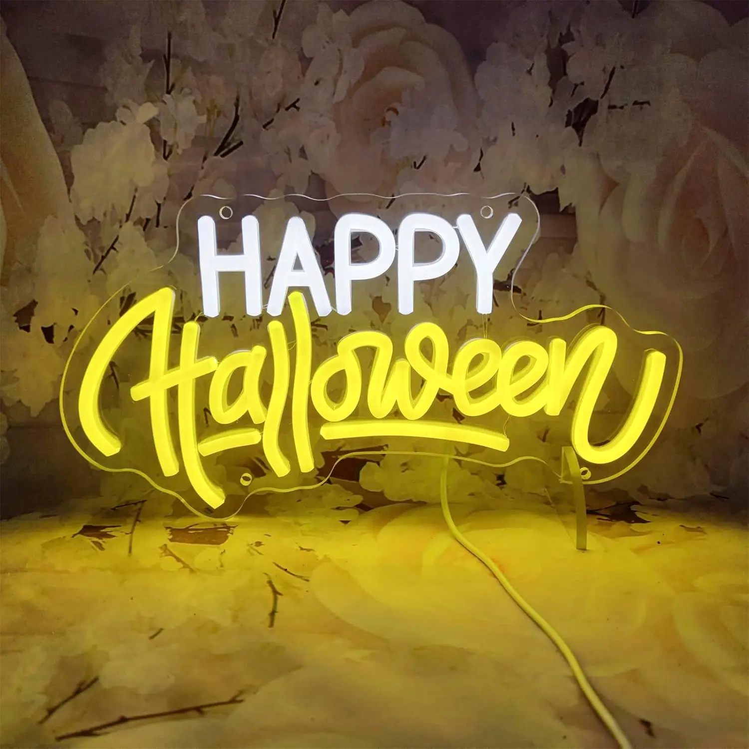 Happy Halloween Neon Signs for Wall Decor, Neon Light Sign Party Decor Halloween Theme LED Light Sign for Bedroom 13.3" x 7.1"