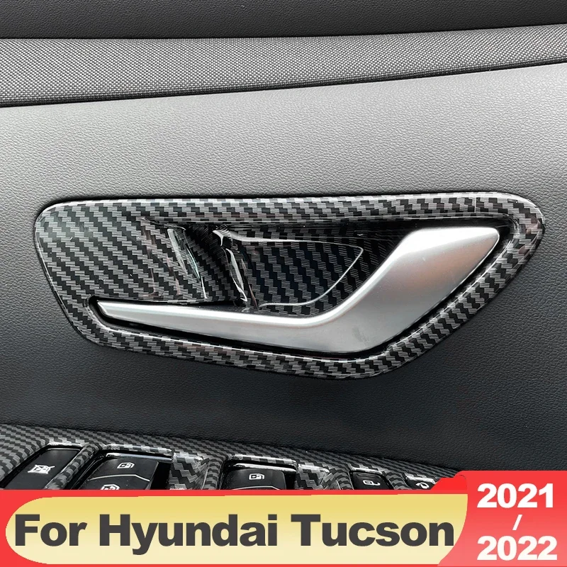 

Для Hyundai Tucson NX4 2021 2022 2023 2024 Гибридный N Line ABS Карбоновая внутренняя дверная ручка автомобиля Рамка Крышка Накладка Аксессуары для интерьера