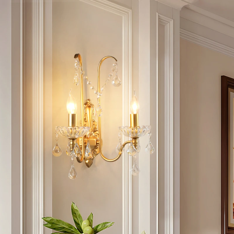 

SANDYHA Французский Ретро Хрустальный Настенный Светильник Золотой Железный Дизайн Светодиодный Светильник Вилла Коридор Гостиная Украшения Спальня Прикроватная Роскошь