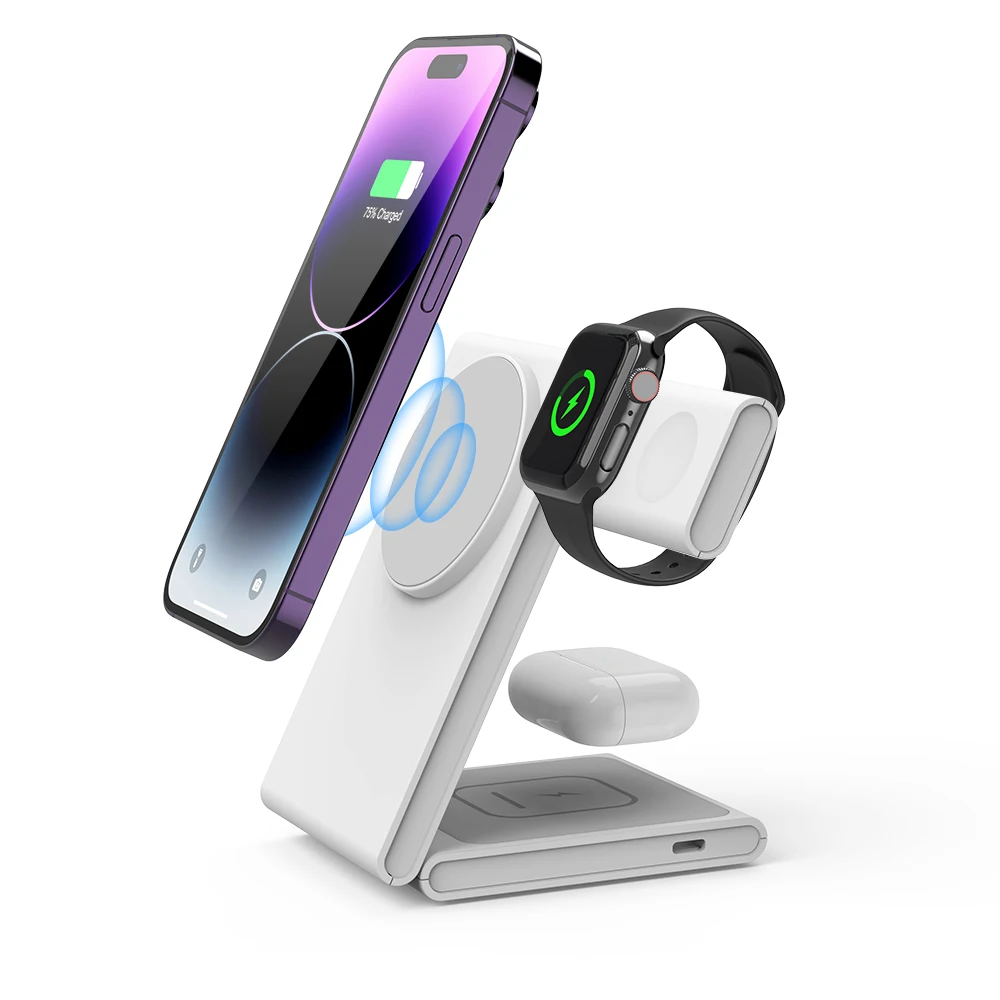 

Magnetic for iPhone for Apple Mobile Phone Stand Portable Folding Fast Wireless Charger 3 in 1