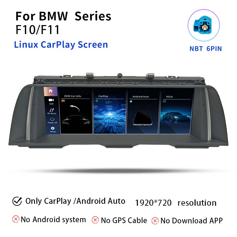 Uckazy Android 14 autoradio voor BMW 5 Serie F10 F11 2010-2016 CIC NBT multimediascherm GPS navigatie stereo DVD-speler Carplay