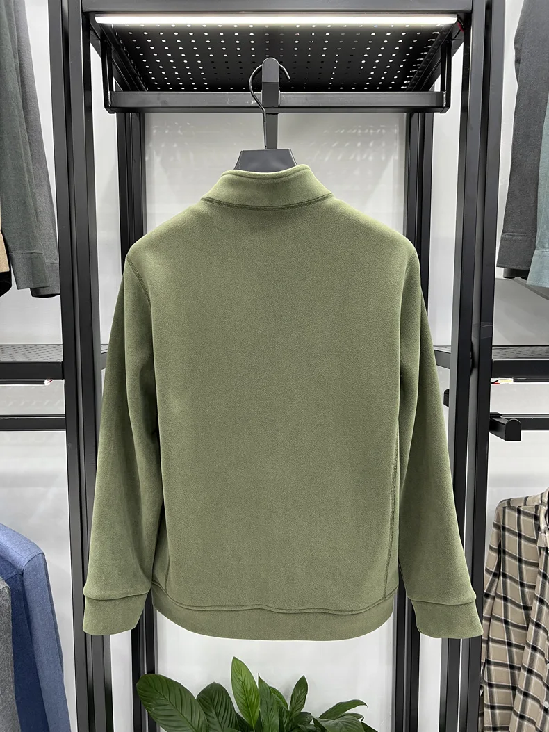Luxuriöse Plüsch-Winterjacke mit Stehkragen für Herren, Designer-Marke, Pony-Stickerei, Modischer und Bequemer Reißverschluss-Mantel – Detail 6
