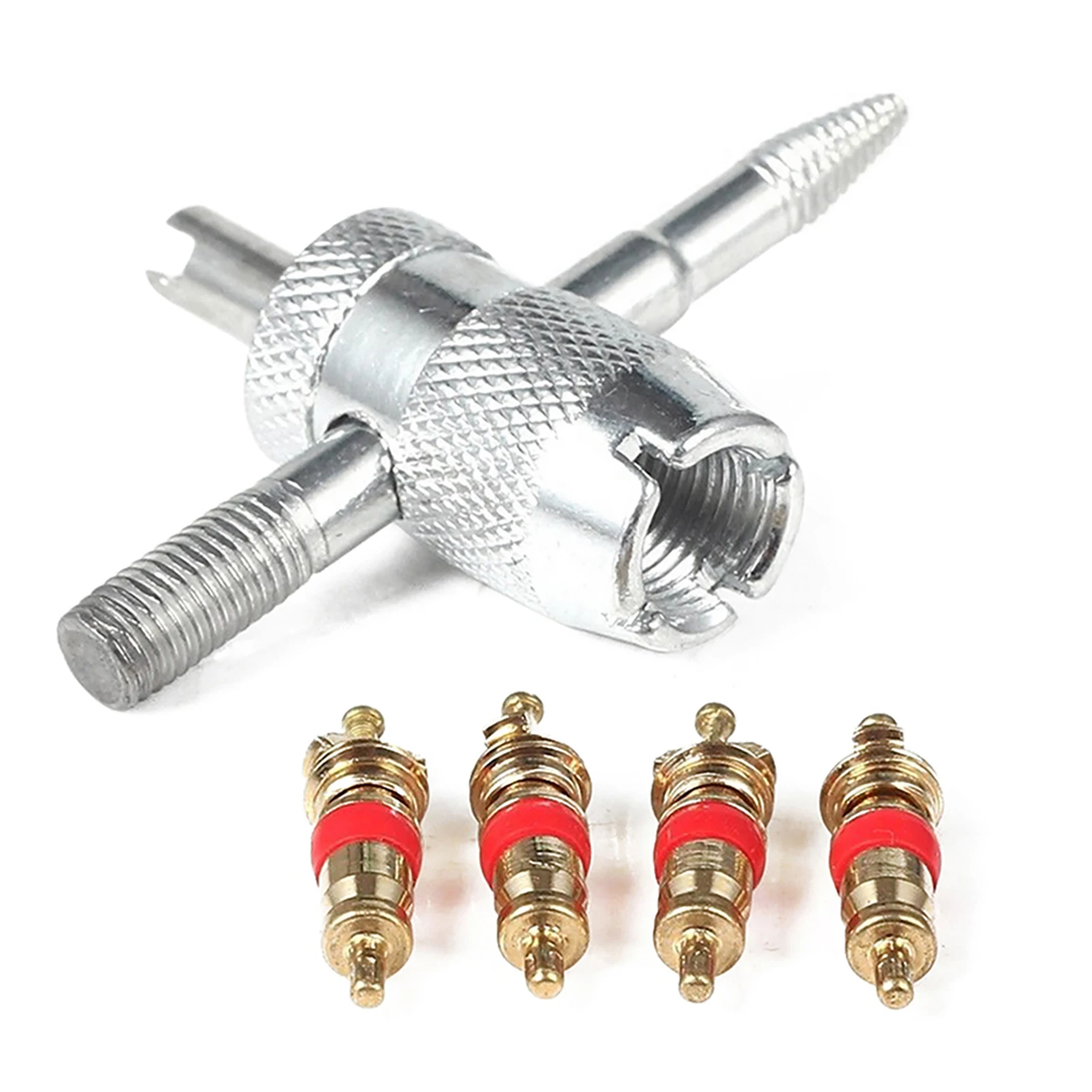 Herramienta para quitar neumáticos con núcleo de válvula 4 en 1, herramienta de limpieza de neumáticos para coches/bicicletas, reparación de neumáticos, plata/oro/rojo, alta calidad