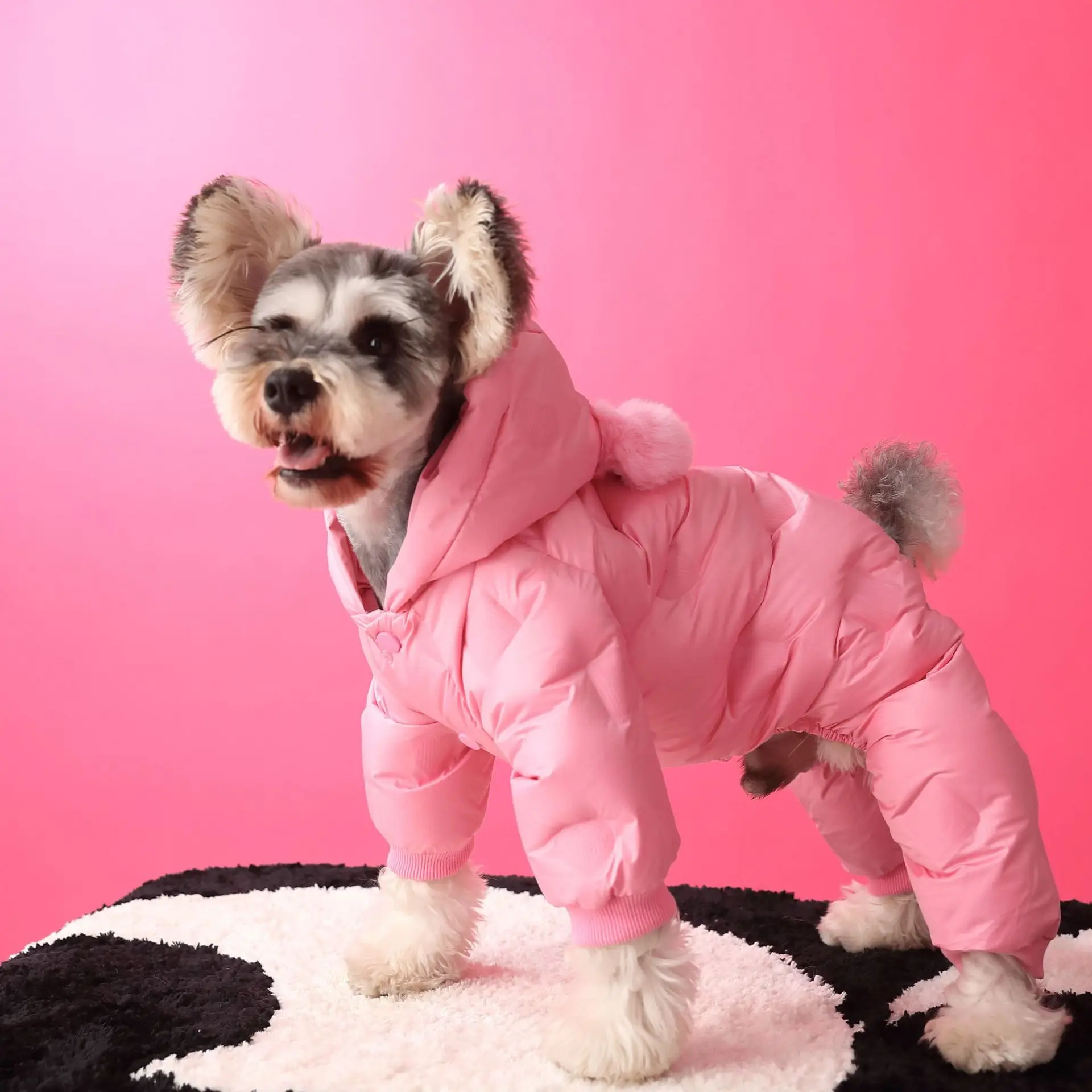 

Female Four-Legged Down Jacket, Thickened Clothing, Love Mother, Schnauzer, Teddy Bears, Pomeranian Chain, Autumn and Winter