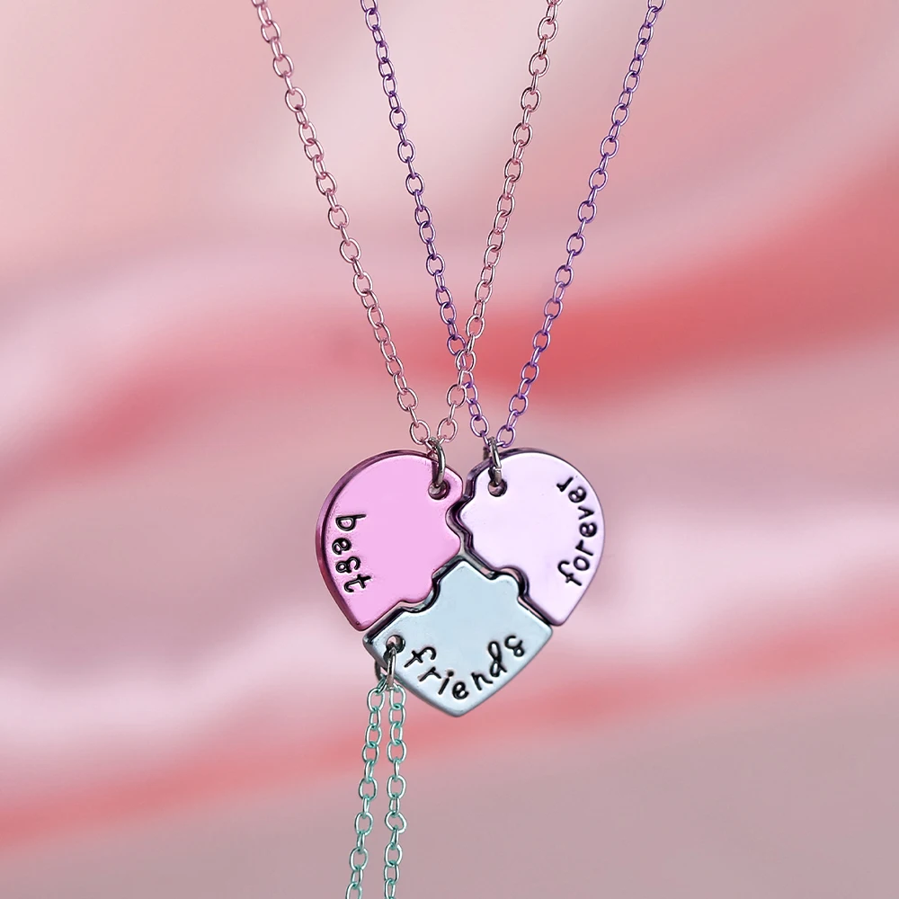 3 шт./компл., 3 цвета, лучшие друзья навсегда, разбитое сердце, кулон-головоломка, ожерелье, большая цепочка для сестры SIG MID LIL SIS для женщин, дружба 3 шт./компл., 3 цвета, лучшие друзья навсегда, разбитое сердце, кулон-головоломка, ожерелье, большая цепочка для сестры SIG MID LIL SIS для женщин, дружба