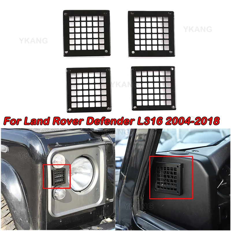For Land Rover Defender L316 2004-2018 Metal Headlight Side Mesh Grille Cover  Auto Exterior Protective Decoration Accessories