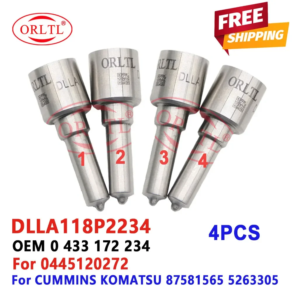 

4PCS DLLA118P2234 Fuel Injector Nozzle DLLA 118 P2234 Diesel Nozzle DLLA 118P 2234 (0433172234) For 87581565 5263305 0445120272