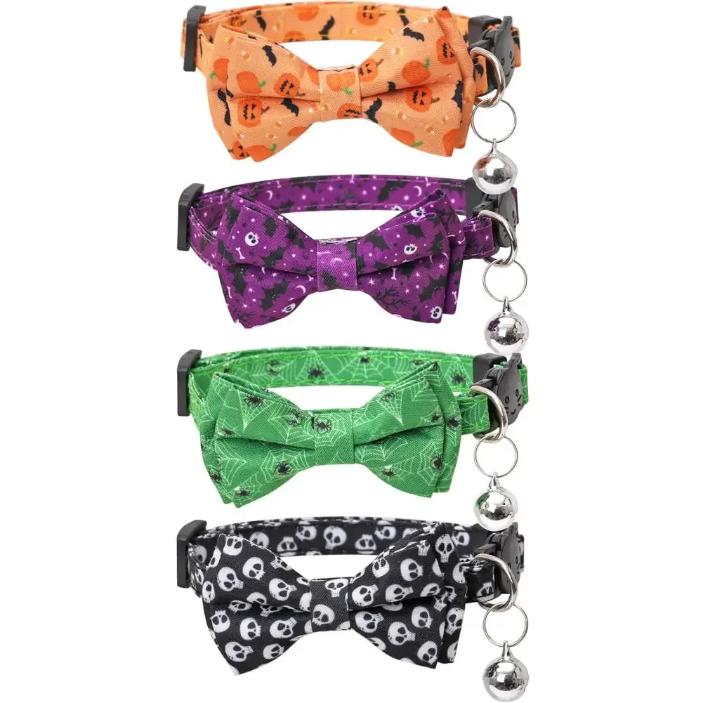 Lustiges Muster Haustierhalsband Abnehmbare Fliege Katzenhalsband Halloween Lustiges Muster Halskette für kleine Hunde Katzen Feiertagsparty – Detail 1