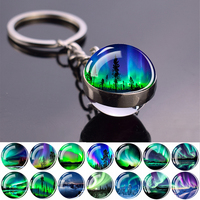 Northern Lights Antarctic Light Keychains Aurora Borealis Streamers Glass Ball Pendant Key Chain Astronomy Jewelry Keyring Gifts