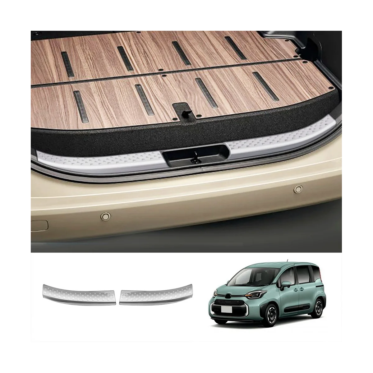 Car Trunk Door Guard Strips Sill Plate Protector Rear Bumper Guard Trim Cover Strip for Toyota SIENTA 2022 2023 Silver