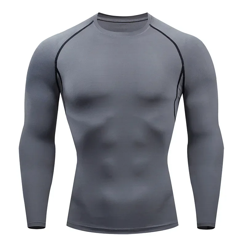 Men Compression Running T-shirts Fitness Tight Long Sleeve Sports Shirts Training Jogging Tops Gym Sportswear Dry Fit Rashgard