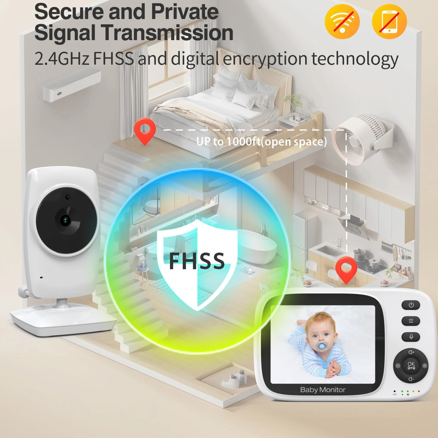 Wireless baby monitor smart baby security camera with voice intercom