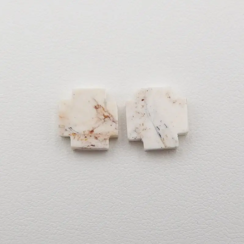 Natural Stone Howlite Cross Cabochon Pair 11x3mm 2g Semiprecious Fashion Jewelry Pendant Earrings Accessories New 2023