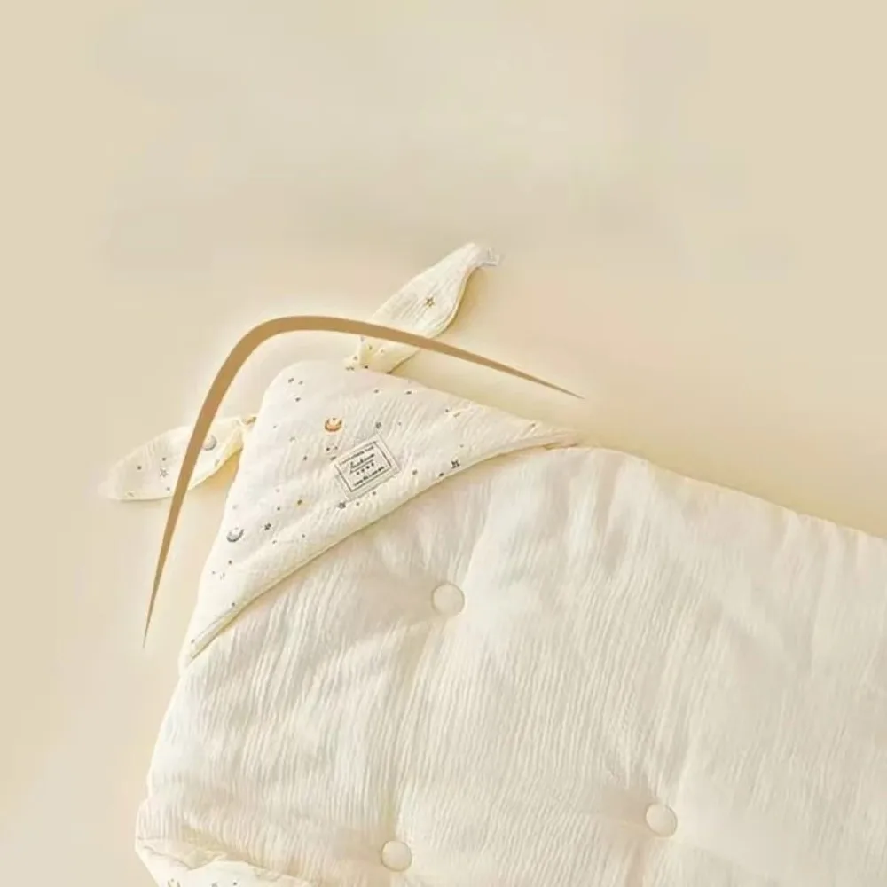 

Мятое хлопковое пеленальное одеяло, очень мягкое стеганое дизайнерское пеленальное одеяло для новорожденных, дизайн с заячьими ушками, термопеленка, уход за новорожденными