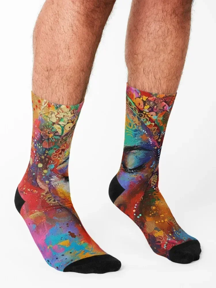 Colorful Illusion Socks Stockings man hiking moving stockings Soccer Socks Ladies Men's