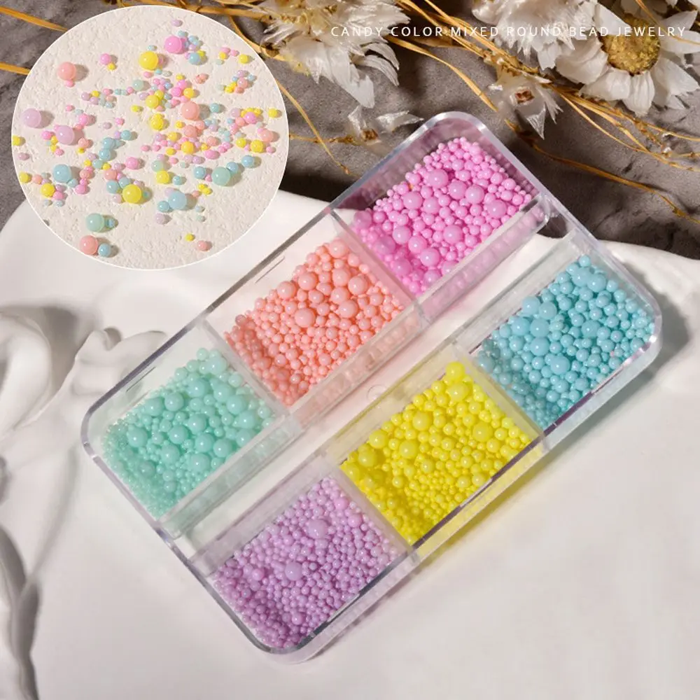 Mini Metal Beads Filler Jewelry Making 3D Nail Art Decoration Nail Charms Macaron Color Bubble Beads Nail Art Rhinestones