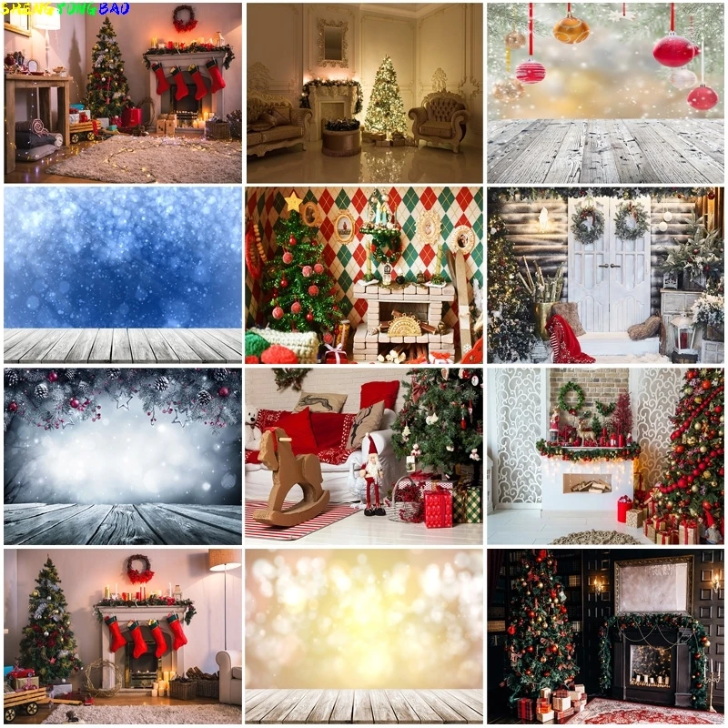 

Vinyl Custom Christmas day Backgrounds For Photography Winter Snow Gift Baby Newborn Portrait Photo Backdrops 210316SLT-04