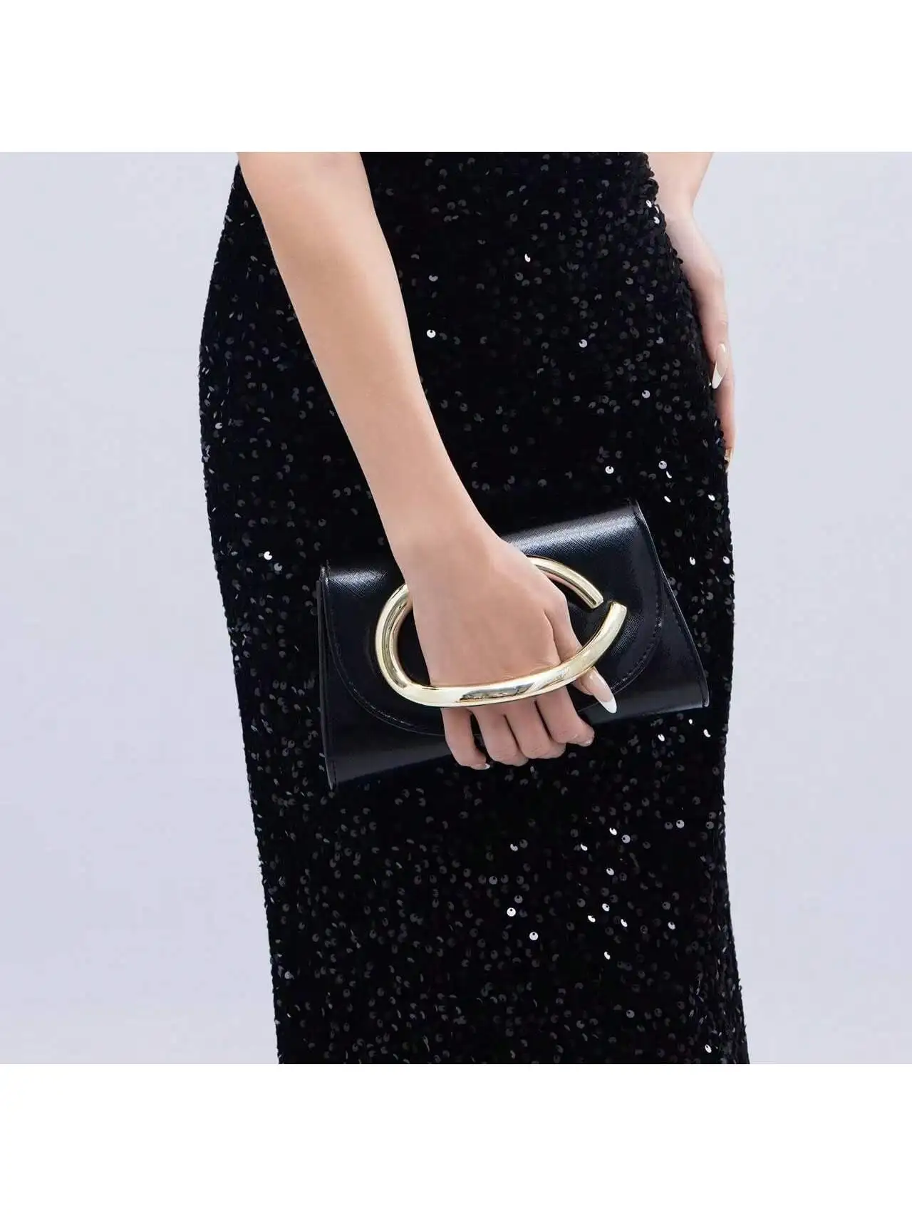 حقيبة يد نسائية مسائية لامعة براقة - حقيبة يد مخملية مع سلسلة قابلة للفصل (الحفلة/الحفلة الراقصة). #6
