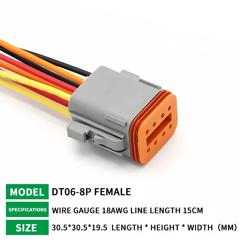 8 Pin DT04-8P DT06-8S Waterproof Connector with 15cm Cable - Heavy Duty Electrical Plug Socket for Car, Truck, Motorcycle & Boat T&I Online Store