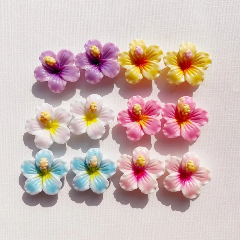 100PCS Sparkling Color Gradient Five Petal Flowers Stamen 20MM Resin Accessories DIY Phone Case Shoe Refrigerator Sticker