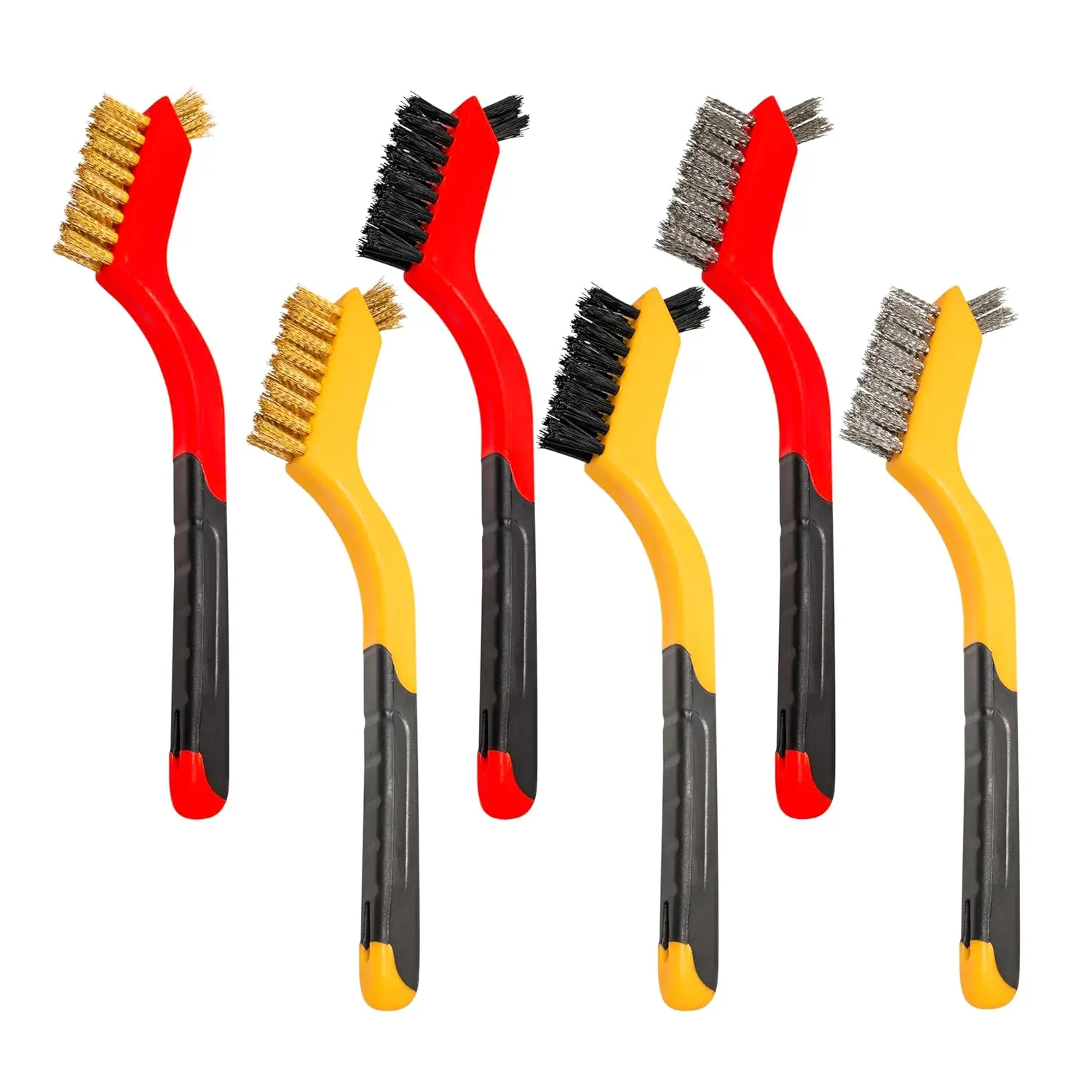 

6Pcs Small Wire Brushes: Brass, Nylon, Stainless Steel for Rust & Paint Removal