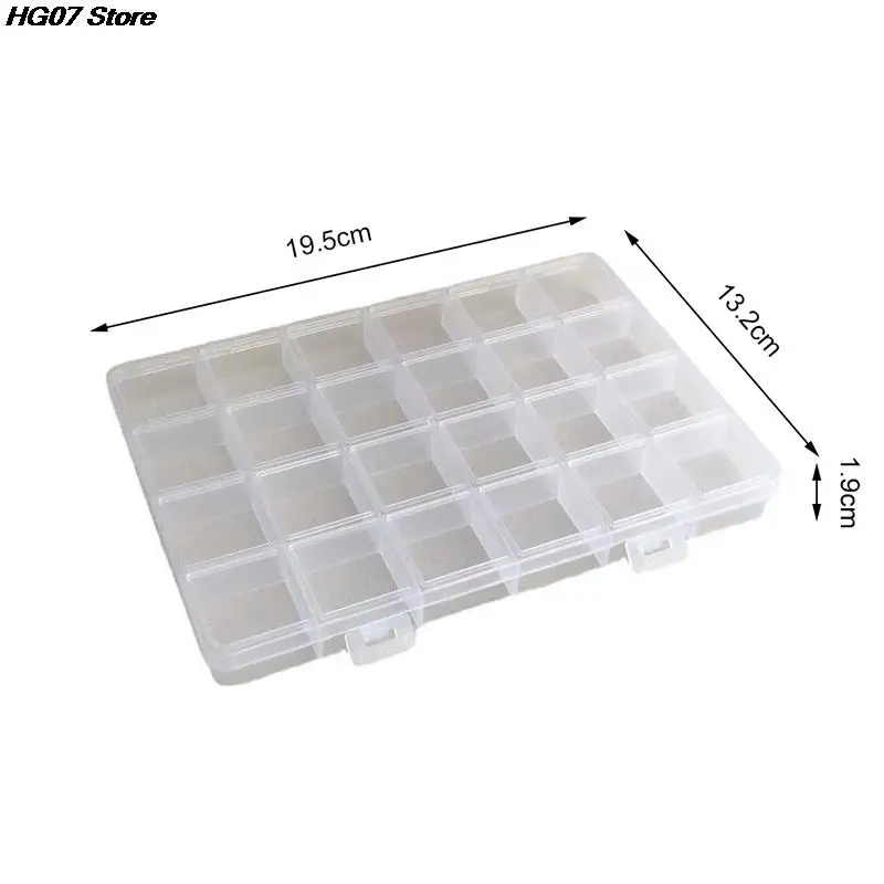 Practical 24 Grid Compartment Plastic Transparent Storage Box Jewelry Earring Bead Screw Holder Case Display Organizer Container