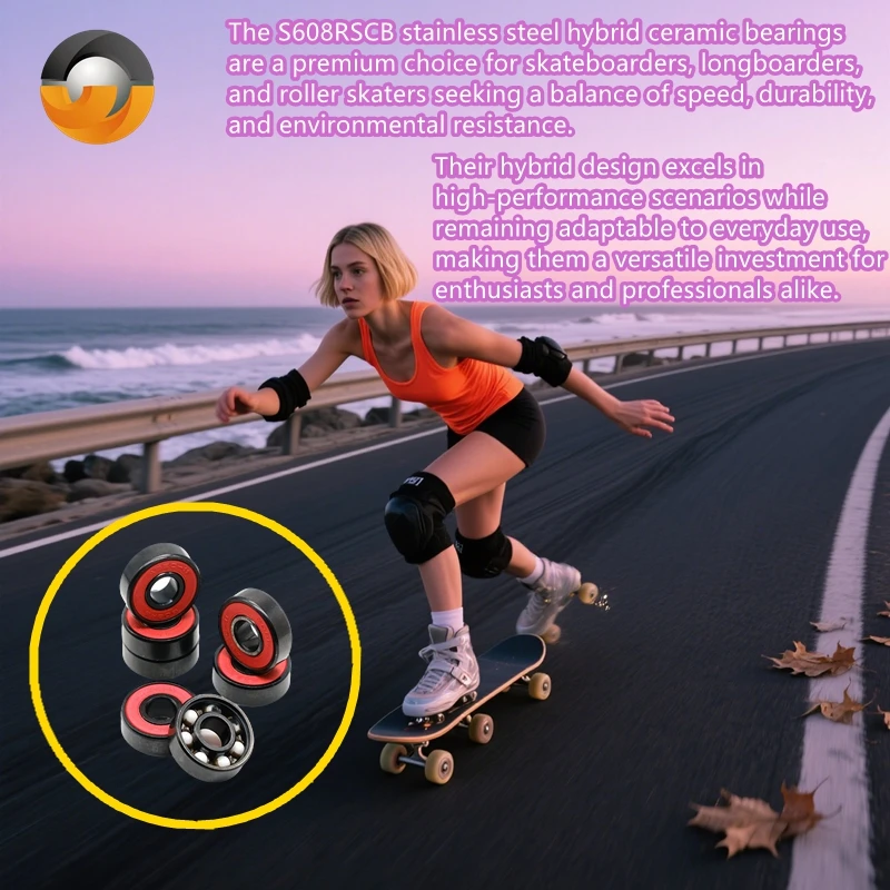

2/8pcs No Grease S608 2RS Hybrid Ceramic Ball Bearing 8x22x7mm High Speed Roller Skate Skateboard Wheel Longboard Bearings