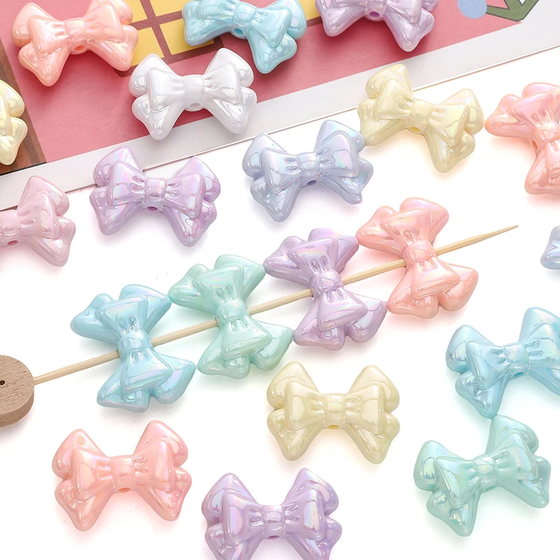 31x21mm 2/10pcs/bag Acrylic AB Color Bow Beads Double-layer Bow For DIY Jewelry Making Bracelet Necklace Beads Accessorie