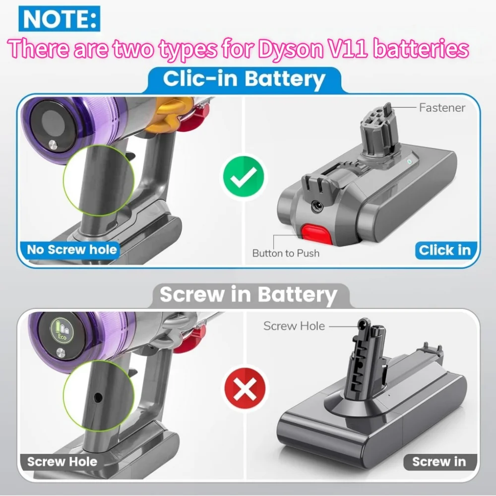Replacement Battery 6000mAh for Dyson V15 V11 SV22 Oversize SV17 V15 Detect Absolute Extra High Capacity 971447-05 - view 4