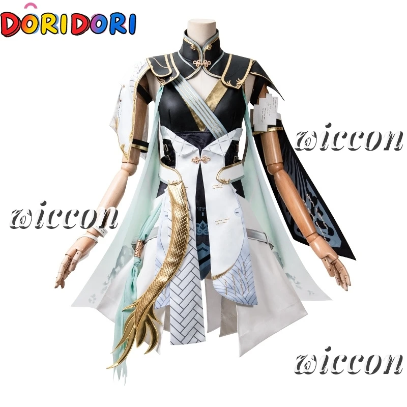 Jinhsi Cosplay Costume Wig Game Wuthering Waves Spectro Congenital Resonator Dress Uniform Stockings Halloween Party for Girls - view 4