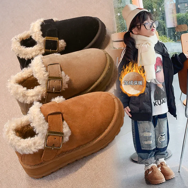 Winter Children Shoes Luxury Girls Boots Fashion Warm Flat Heels Kids Cotton Shoes Casual Plush Shorts Boots for Girl