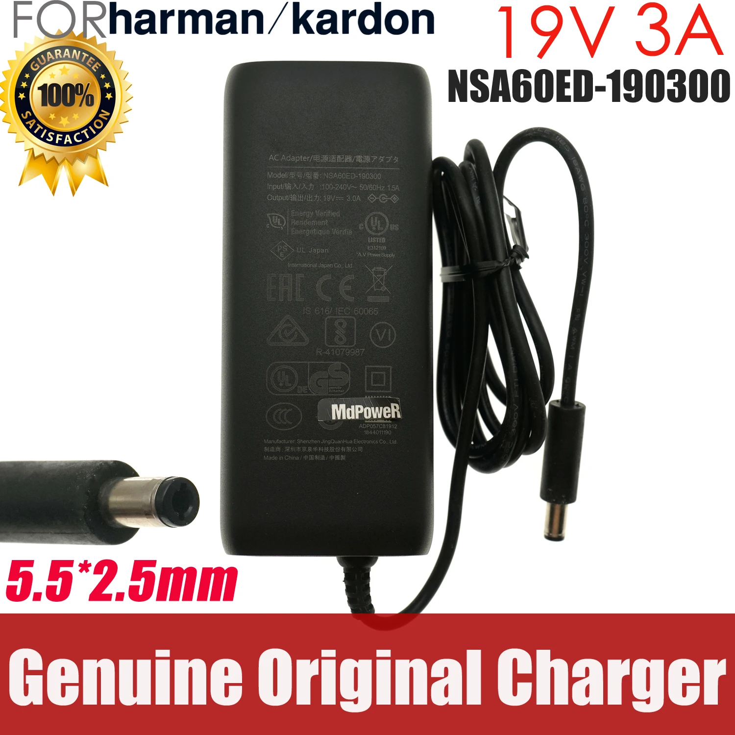 

Original NDT19V-3C-DC 19V 3A 57W AC Adapter Power For Harman Kardon Omni 10 Aura Nova JBL Xtreme Wireless Speaker NSA60ED-190300
