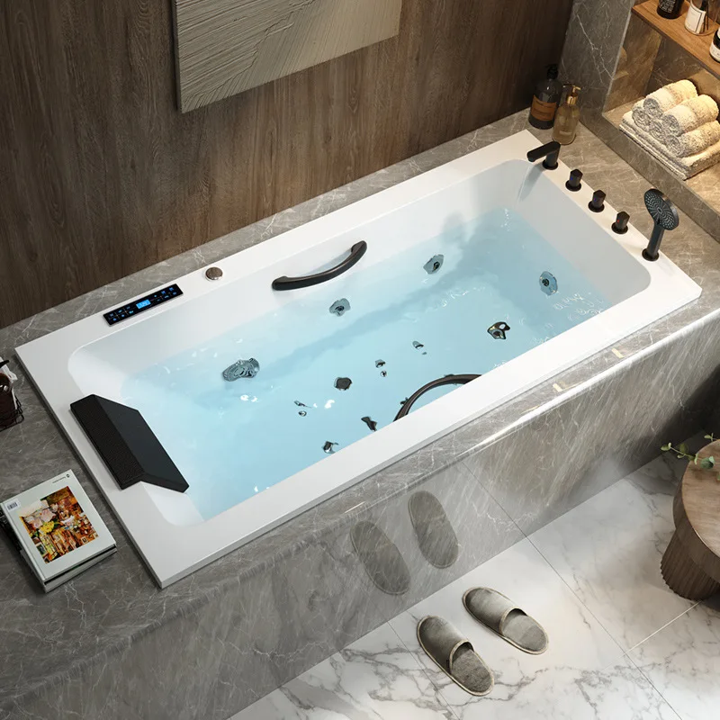 Surfing Jacuzzi Thermostat Heated Premium Spa Lantern Bubble Bath with Handrails Masonry, Recessed Bath