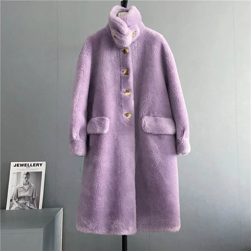 2024 New Women's Lamb Wool and Fur Integrated Pure Sheep Sheepskin Coat Medium to Long Young Fur Coat Thickened Winter