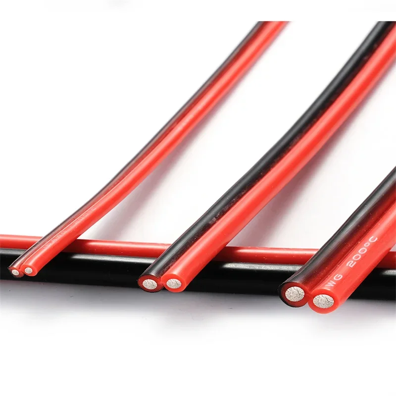 1/5/10M Superweiches Silikon-Doppeldrahtkabel 8-28AWG Rot Schwarz Hochtemperaturbeständig für RC-Modelle, LED-Beleuchtung und Geräte – Detail 6