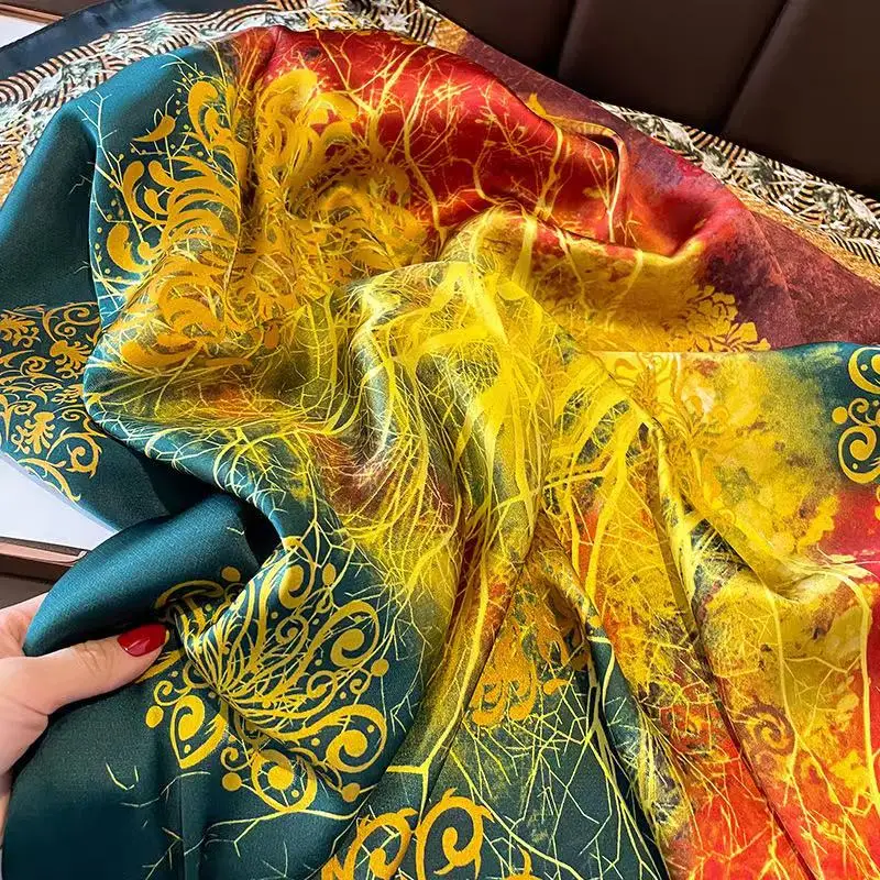 180*90cm Luxury Brand Ladies Spring Summer Long Silk Scarf Shawl Digital Painted Shawl Gogh Oil Painting Lady foulard bandanna