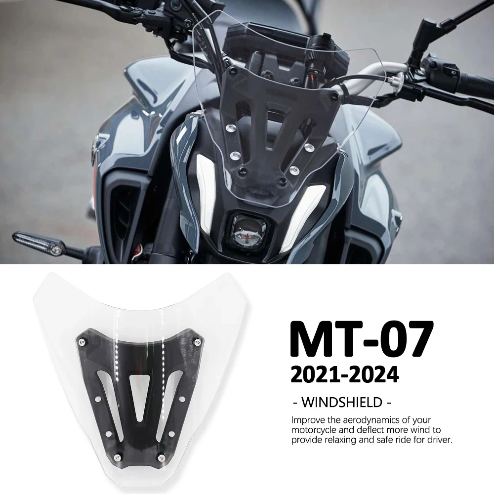 

For YAMAHA MT07 FZ07 FZ MT 07 2021 2022 2023 2024 Front Wind Deflector Windscreen Cover Guard Windshield MT-07 With Bracket