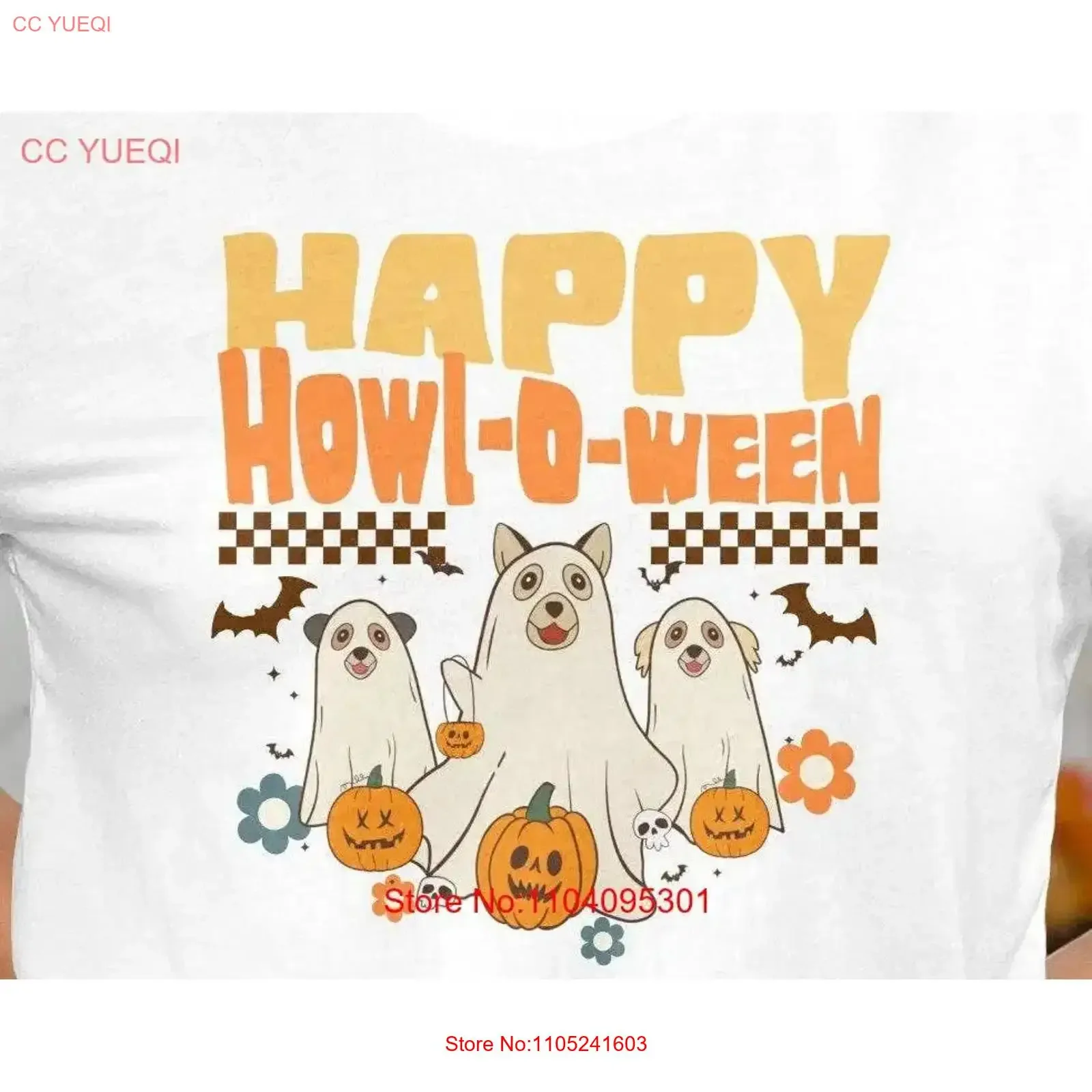 Happy Howl O Ween T Shirt Funny Halloween Dog Plus Sizes Available Cute Ghost Dogs Spooky Season Pet Owners vintage Washed